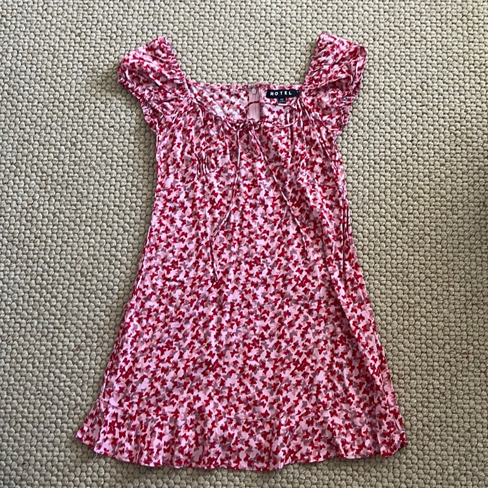 Butterfly pattern, princess sleeve mini dress